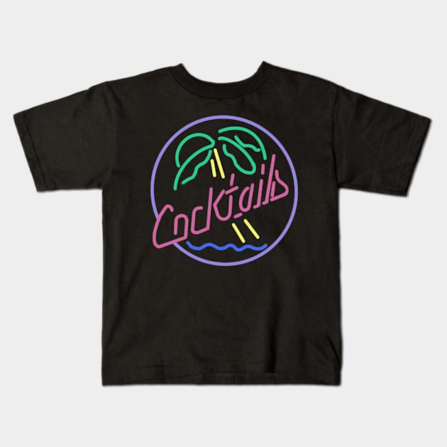 Cocktails Neon Sign Kids T-Shirt by fionatgray